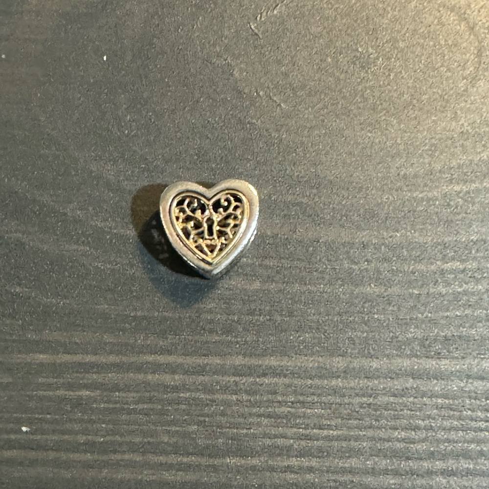 EUC Pandora 791740 Sterling Silver & 14k Yellow Gold Locked Hearts Heart Charm